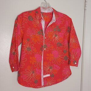 DMO Baby Red Tropical Floral Boys Button Front Shirt